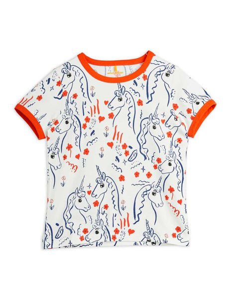 Mini Rodini Scottish Unicorns AOP SS Tee | White